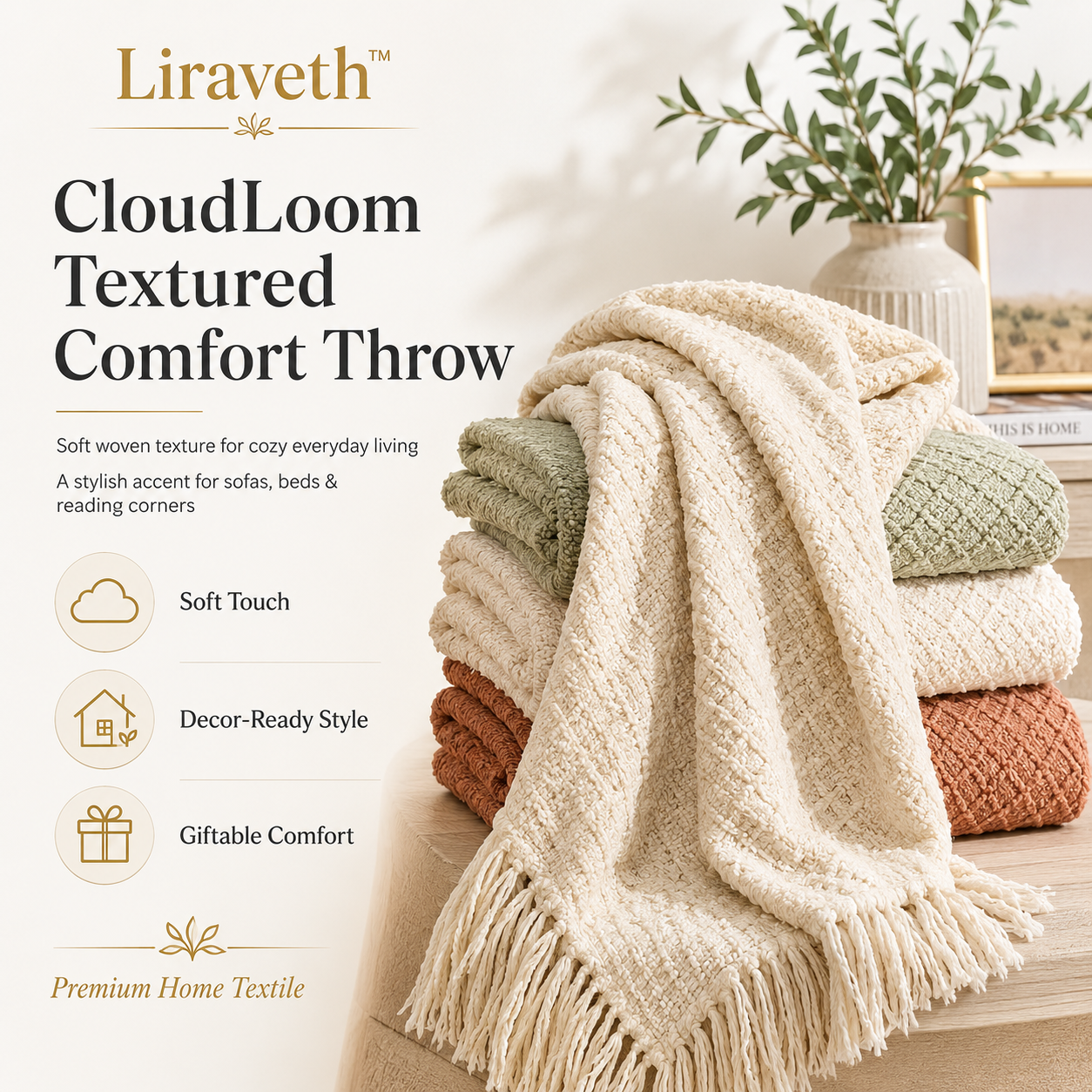 Liraveth™ CloudLoom Textured Comfort Throw