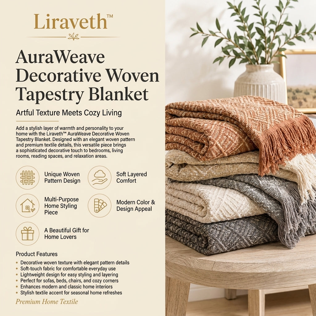 Liraveth™ AuraWeave Decorative Woven Tapestry Blanket