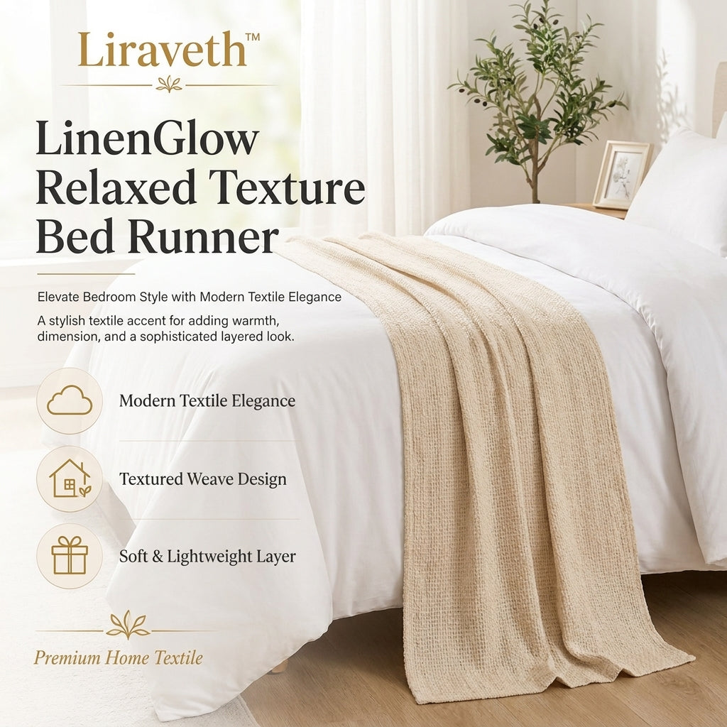 Liraveth™ LinenGlow Relaxed Texture Bed Runner
