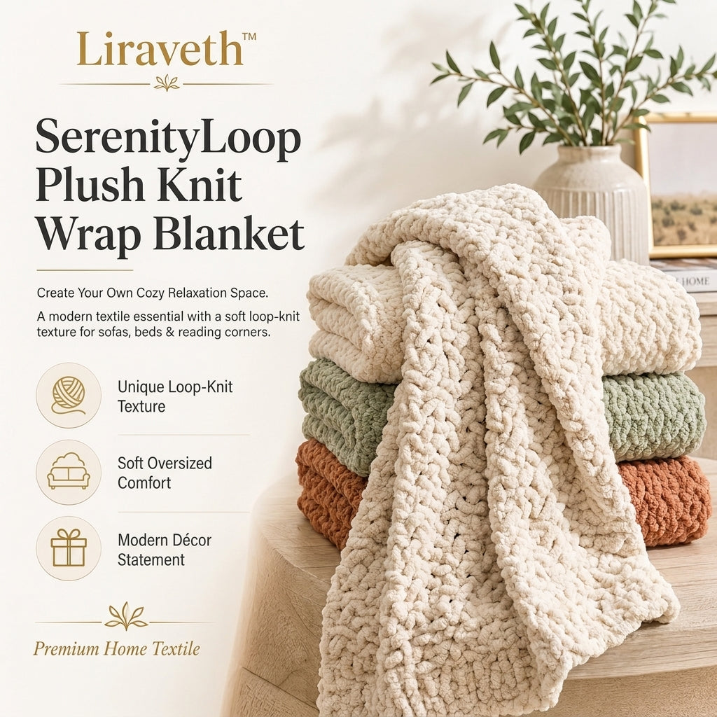 Liraveth™ SerenityLoop Plush Knit Wrap Blanket